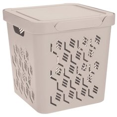 ЯЩИК С КРЫШКОЙ УНИВЕРСАЛЬНЫЙ "DELUXE", 286х286х286 ММ, 18Л (Светло-бежевый) Econova