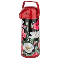 Помповый термос Agness 910-661, 1.9 л черный/красный