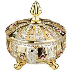 Lefard Конфетница Gold Glass 17 см белый/прозрачный