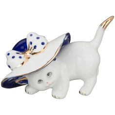 Статуэтка Lefard Blau Weiss Котенок, 8 см белый/синий