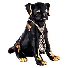 Статуэтка Lefard Гламур Собака с галстуком, 24 см черный/золотистый