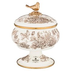Сахарница Agness Royal garden 950-094 белый/золотистый