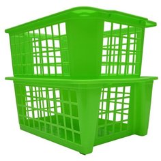 Набор корзина для хранения прямоугольная пластиковая "ТРИКАП". Объем 8,5 л. В наборе 2 штуки.