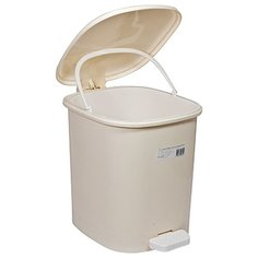 Контейнер мусорный прямоугольный 10л с педалью, бежевый. Bora Plastik
