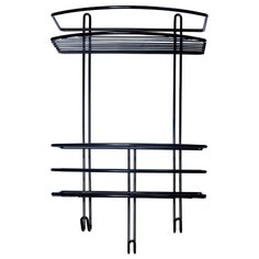 Полка для ванной комнаты "Консулл", 2-ярусная, прямая, с крючками, 250*150*385мм, Черный глянец