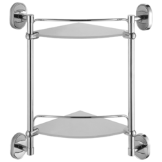 Полка угловая стеклянная двухярусная FASHUN A1907-2, хром, 250х250