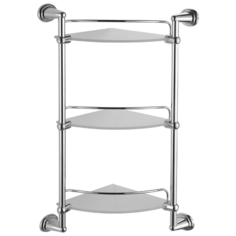 Полка угловая стеклянная трехярусная FASHUN A1507-3, хром, 250х250