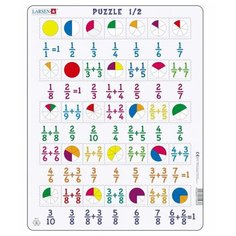 Рамка-вкладыш Larsen Математика 1/2 (AR5), 35 дет. серый