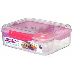 Sistema Контейнер двухуровневый с разделителями и баночкой для соуса TO GO 21690, 18x22 см, красный