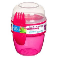 Sistema Контейнер двухуровневый Snack Capsule TO GO (21488) 0,515 л, 9x9.5 см, red