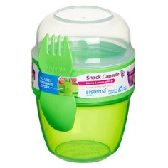 Sistema Контейнер двухуровневый Snack Capsule TO GO (21488) 0,515 л, 9x9.5 см, green