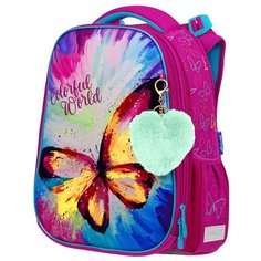 Berlingo Ранец Expert Colorful butterfly, фиолетовый/сиреневый/бирюзовый