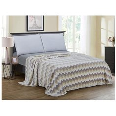 Плед АльВиТек Микрофибра Бамбук 226-PB 180 х 200 см, бежевый/белый/серый