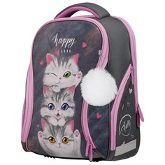 Berlingo Ранец Nova "Happy", серый/розовый