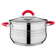 Кастрюля Agness 937-144, 5.7 л, серебристый/красный