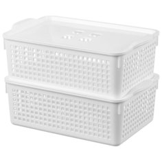 Набор 2-х корзинок с крышками 3,8 л 29,5х18,5х10,5 см Violet Лофт белая