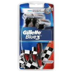 Бритвенный станок Gillette Blue3 одноразовый ,красный (1), 3 шт.