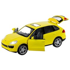 Машинка детская, металлическая, инерционная, Автопанорама, коллекционная, 1:32 Porsche Cayenne S, желтый, свет, звук, открывающиеся двери