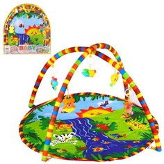 Детский развивающий коврик для малышей, круглый, в комплекте мягкие дуги и подвесные элементы, в/п 36х6х67 см Компания Друзей