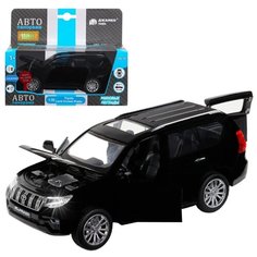 Машинка детская, металлическая, инерционная, Автопанорама, коллекционная, 1:32 Land Cruiser Prado, черный, свет, звук, открывающиеся двери