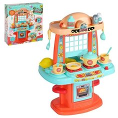 Кухня детская игровая двухсторонняя, 20 предметов: игрушечная посуда, столовые приборы, игрушечные продукты. Размер кухни: 48*36*30 см. Компания Друзей