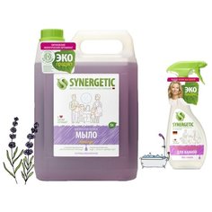 Synergetic Мыло жидкое, ЛАВАНДА, 5л, в подарок Synergetic Средство для чистки сантехники, ванн, раковин, душевых кабин, спрей, 500 мл
