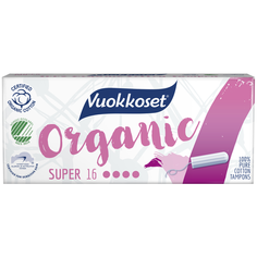 Органические тампоны без аппликатора Vuokkoset Organic Super 16 шт