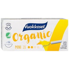 Органические тампоны без аппликатора Vuokkoset Organic Mini 16 шт