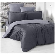 Постельное белье евростандарт KARNA Loft 2984, сатин, 50 х 70 и 70 х 70 см, темно-серый/серый