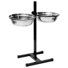 Подставка Пижон регулируемая с двумя мисками для собак 2.5 л черный