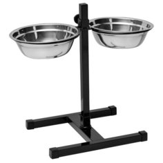 Подставка Пижон разборная с двумя мисками для собак черный