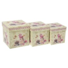 Набор подарочных коробок Yiwu Youda Import and Export Весенняя палитра, 3 шт. бежевый/сиреневый