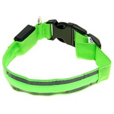 Ошейник Пижон с подсветкой 2 светоотражающими полосами (1039594/1039595/1039596/1039597) 38-40 см зеленый
