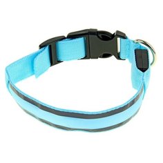 Ошейник Пижон с подсветкой 2 светоотражающими полосами (1039594/1039595/1039596/1039597) 38-40 см голубой