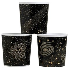 Кашпо Дарите счастье набор 3 в 1 Созвездие 14 х 14 х 20 см золотистый/черный