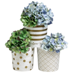 Кашпо Дарите счастье Набор 3 в 1, Золотое напыление, 1,6 л белый