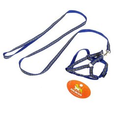 Шлейка с поводком Пижон Косточки синий