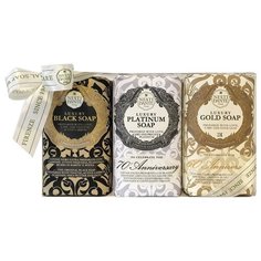 Набор мыла Nesti Dante Luxury Gold, Platinum, Black, 250 г, 3 шт.