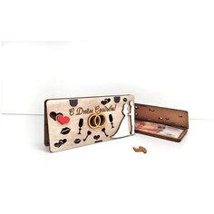 Деревянный конверт для денег "С Днём Свадьбы" / Конверт для денег деревянный / Купюрница Wood M