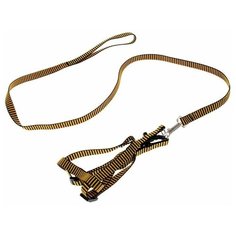 Шлейка с поводком Пижон рельефная черный/желтый