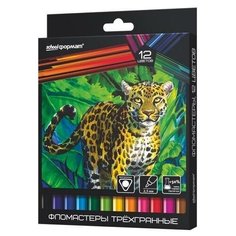 Фломастеры Дикая Планета трехгранные 12 цветов SchoolФормат