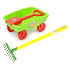 Игровой набор: Тележка (15-11017) + Грабли детские садовые (15-10932) Zebratoys