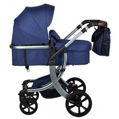 Коляска-трансформер Farfello Aimile Original (колеса PU), синий/серебряная рама, цвет шасси: серебристый