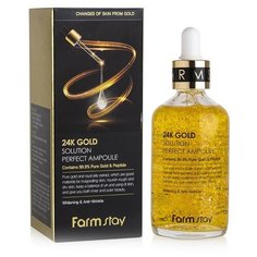 FarmStay 24K Gold Solution Perfect Ampoule Антивозрастная премиум сыворотка для лица с пептидами, 100 мл