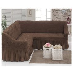 Чехол на мягкую мебель угловой диван, шоколад Karbeltex