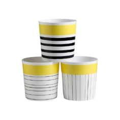Кашпо Дарите счастье набор 3 в 1 Черно-белая геометрия 1.6 л белый/желтый/черный