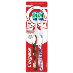 Зубная щетка Colgate 360° Суперчистота всей полости рта Русская коллекция, гжель/хохлома, 2 шт.