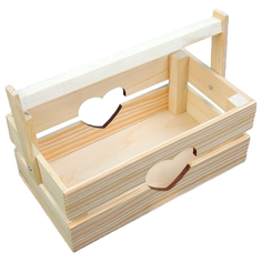 Кашпо Дарим красиво Двушка Лайт Сердце с ручкой 24,5 х 13,5 х 9 см натуральный