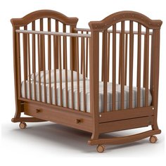 Кроватка Nuovita Perla (колесо) (качалка), на полозьях темный орех