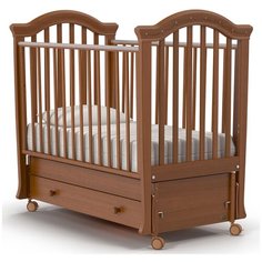Кроватка Nuovita Perla (качалка), продольный маятник темный орех